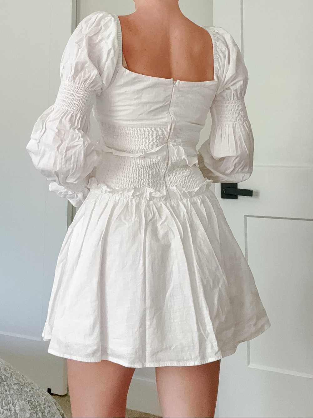 Sabo Skirt White Smocked Mini Dress - Picture 3 of 7